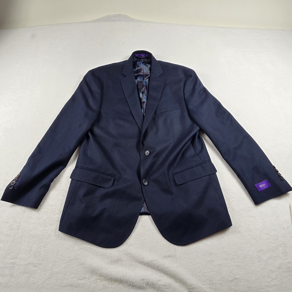 Tallia Sport Coat Men's Size Large Navy Blue Paisley Lined Jacket New‎
